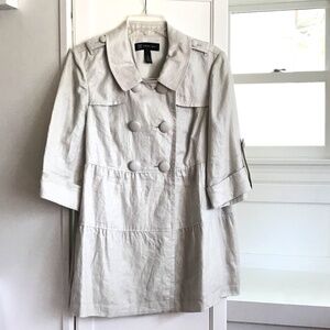 INC 100% Linen Jacket Tunic Metallic Button Front Tiered Top Women’s Size Large